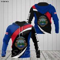 Costa Rica loaded flag country 3D loaded man femme zipper zipper Hooded Sweatshirt hooded Jersey tracksuit