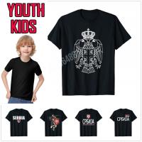 2023 new100 Cotton Youth Kids Serbia Serbian Flag Srbija Souvenir Love Gift T-Shirt For Children T Shirt Tops Boy Girl Tee