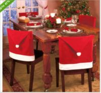 1pcs/10 pcs Christmas Chair Cover Red Santa Claus Hat Dining Chair Cover for New Year Merry Christmas Party Home Kitchen Table D