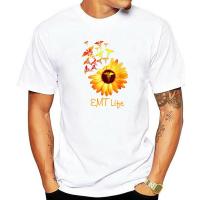 Emt Life Sunflower T-Shirt Cute Nurse Gifts Discount Mens T Shirt Cotton St Clothing Shirt High Street 100% Cotton