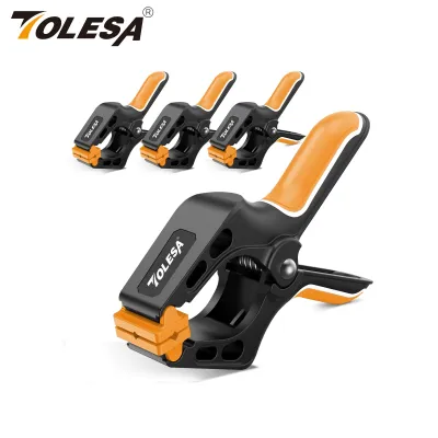 TOLESA 7 Spring Clamps for Woodworking Powerful Force 4PCS Nylon Clamp with Double Layer Handle for Gluing Clamping Securing