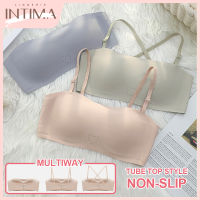 INTIMA บราดันทรงไร้สายกันลื่นแบบบางเรียบง่ายสำหรับผู้หญิงชุดชั้นในไร้สายคาดอกส่วนบนไร้รอยต่อ