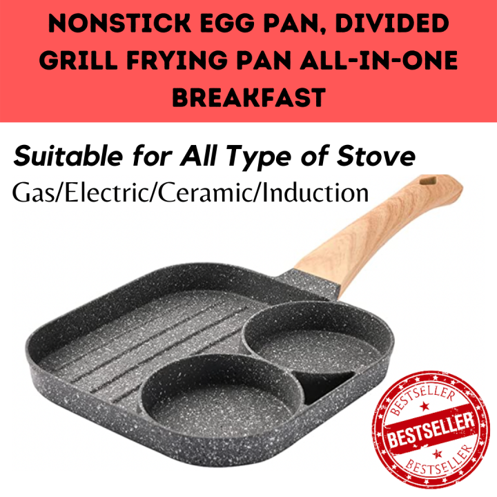 Egg Steak Divided Frying Pan 3 in 1 Multifunctional Prevent Stick