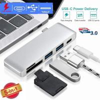 5 In1 USB C 3.1 Type C Hub Power Delivery PD-Power High Speed USB 3.0 Combo Splitter SD/TF Card Reader For Dell MacBook