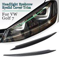 2pcs Headlight Eyebrow Eyelid Cover Trim For VW Golf 7 VII GTI GTD R MK7 2013-2017 ABS Carbon Fiber 43x3cm Auto Replacement Part