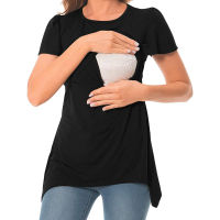 Maternity Shirt Irregular Hem Tee Womens Casual Short Sleeve Crew Neck Basic Nursed T Shirt Top For Breastfeeding Blouses Кофта