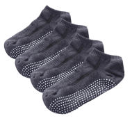 4 Pairs Men Cotton Non-slip Yoga Socks with Grips Breathable Anti skid Socks Low Cut Sports Socks for Gym Fitness Ballet Pilates