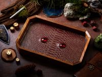 BEHOLDER Dice Tray | Red Gold Leather &amp; Red eye | Octagon Dice Tray | Faux Leather | RPG Dice Tray | Dungeons and Dragons Dice | DnD Dice tray | D&amp;D Dice