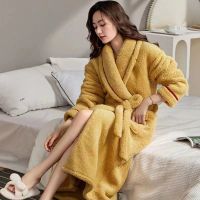 [Xiaoli clothing] Flannel ฤดูหนาว Thicken Warm หญิงชาย Coral Fleece Robes คนรักผู้หญิงผู้ชาย39; S Nightgown เสื้อคลุมอาบน้ำชุดนอนเสื้อผ้า Homme