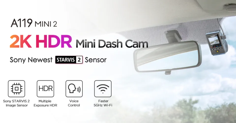 VIOFO Mini Dash Cam Front A119 Mini 2, STARVIS 2 Sensor, 2K 60fps