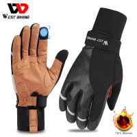 WEST BIKING Winter MTB Gloves Uni Cycling Equipment BMX Windproof Warm Bike Gloves Motorcycle Bicycle Accessories Ski Mitten