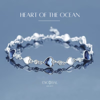 ESCOBAL✨พร้อมส่ง สร้อยข้อมือเงินแท้ Heart of the Ocean กำไลเพชร Moissanite กําไลข้อมือผู้หญิง สร้อยข้อมือเพชร กำไลเงินแท้