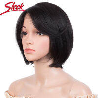 Sleek Human Hair Wigs For Women Short Brazilian Hair Bob Wig Lace Front Wig Highlight Colored Human Hair Wigs Part Lace Wigs