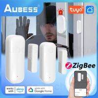 AUBESS Tuya เซ็นเซอร์ประตู ZigBee ประตูหน้าต่างเปิดตรวจจับสมาร์ท Home Security ป้องกันระบบเตือนภัย Alexa ผู้ช่วย