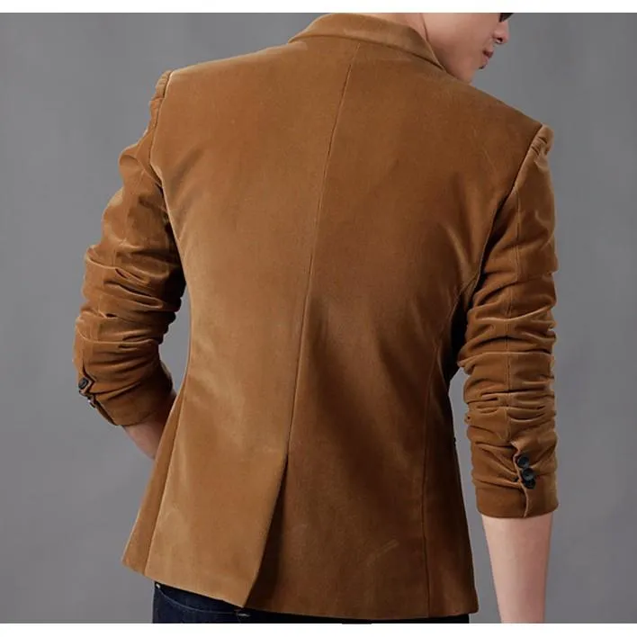 Đồng phục vest nam vải nhung màu xanh cao cấp