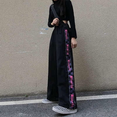 Harajuku Goth Alt Sweatpants Women Baggy Jogger E-girl Black Print Wide Leg Trousers Gothic Punk Mall Sports Emo Firycore Pants