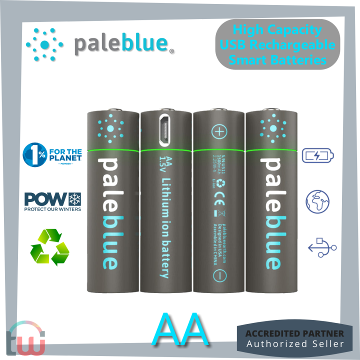 PALE BLUE High Capacity AA USB Smart Rechargeable Earth Batteries
