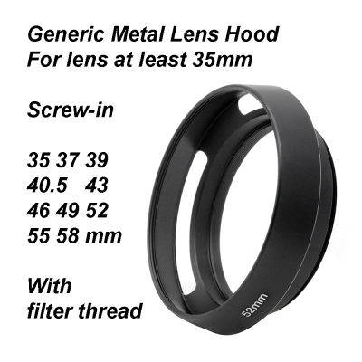 Drafty Metal Lens Hood สำหรับเลนส์ 35 มม. (หรือยาวกว่า) universal ทั่วไปสกรู 35 37 39 40.5 43 46 49 52 55 58 มม. พร้อมเกลียวกรอง-Yrrey