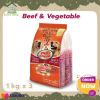 Dog food Petz Friend Adult Dog Food Beef &amp; Vegetable Flavour 1 kg x 3 Bags อาหารสุนัข อาหารหมา