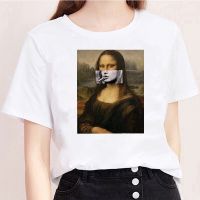 เสื้อยืดผ้าฝ้าย SELLING ขายร้อนMona Lisa Graphic T-shirt Top Casual Comic Harajuku Shirt Aesthetic Funny Short Sleeve Sh  VNBG