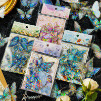 40pcs / pack PET Ice Crystal Laser Gold Sticker Vintage Gorgeous Butterfly Handbook สมุดภาพสมุดภาพวารสาร Diary DecarationSticker