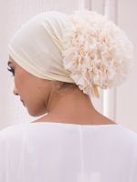 JTVOVO 2022 New Pure Color Milk Silk Pan Flower Hat Muslim Stretch Toe Cap Dubai Arab Womens Flower Hat Turban Beanie Fashion