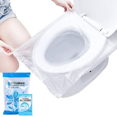 【LZ】 100PCS Disposable Plastic Toilet Seat Cover Portable Safety Travel Bathroom Toilet Paper Pad Bathroom Accessory