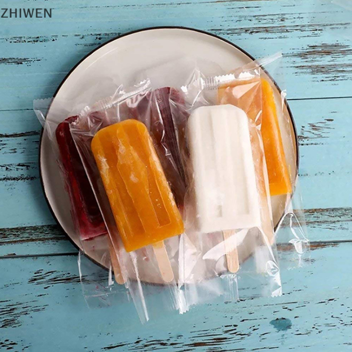 zhiwen-ถุงไอศกรีมฝาครอบป้องกันไอศกรีมกล่องใสแบบใช้แล้วทิ้ง100ชิ้นกระเป๋าใส่ของทำด้วยตัวเอง