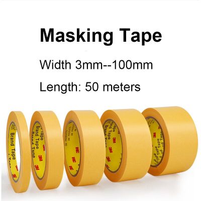 3M 244 Masking Paper, Paper Tape, High-viscosity Separation Single Side Spray Paint for Decoration, Yellow Washi Paper 50 Meters