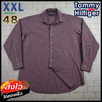 Tommy Hilfiger®แท้ อก 48 ไซส์ XXL เสื้อเชิ้ตผู้ชาย ทอมมี่ ฮิลฟิกเกอร์ สีม่วง เสื้อแขนยาว เสื้อใส่เที่ยวใส่ทำงานสวยๆ