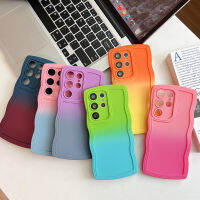 ฝาครอบเคสสิลิโคนด้านหลังแบบนิ่มกันกระแทก HTT สำหรับ S23 Samsung Galaxy S22เป็นพิเศษบวก S21 FE S20 FE เคสกรอบคลื่นเกลียวสีไล่ระดับสีน่ารัก