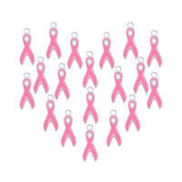 Alloy Enamel Pendants Lead Free and Cadmium Free Awareness Ribbon Pink 19x8x1mm Hole: 2mm 35pcs/box