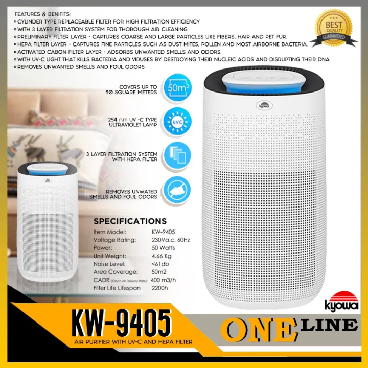 ONELINE Kyowa Cylinder Type Air Purifier w/ 3 Layer Filtration System