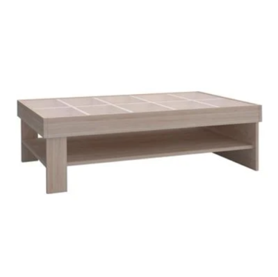 Square coffee table, wood pattern, size 100 x 60 x 38 cm. - particle board wood- light brown