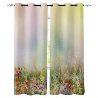 Flowers Bouquet Watercolor Painting Blackout Curtains For Living Room Bedroom Printed Window Treatment Drapes Home Decor