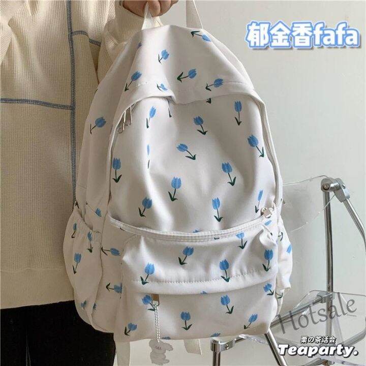 hot-sale-c16-cute-backpack-girls-school-backpack-floral-canvas-school-bag-korean-bm-style-backpack-sports-bag-travel-bag-female-bookbag