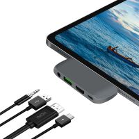 USB ไร้สาย C ฮับ USB3.0กับ60W PD ชาร์จ HDMI แจ็คหูฟังรองรับไมโครโฟนสำหรับ Pro MacBook อากาศ USB ฮับ3 0ชนิด C อะแดปเตอร์