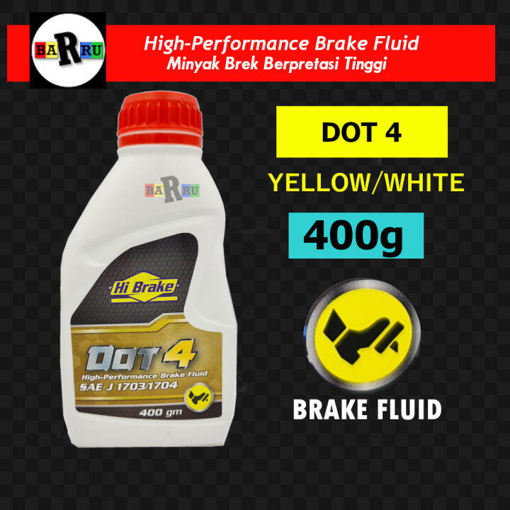 BARRU HiBrake DOT 4 Brake Fluid ( White Yellow ) 400G for all