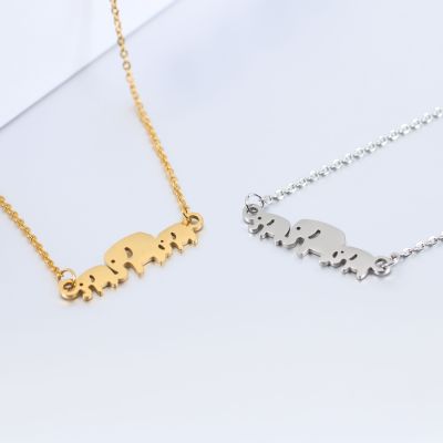 DOOYIO Stainless Steel Animal Three Little Elephant Pendants Necklace Fashion Women 2022 Jewelry Clavicle Chains