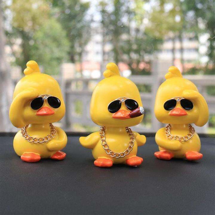 yellow-duck-car-ornaments-shaking-head-yellow-duck-car-accessories-funny-shaking-head-doll-with-sunglasses-and-necklace-for-motorcycle-bicycle-automobile-supple