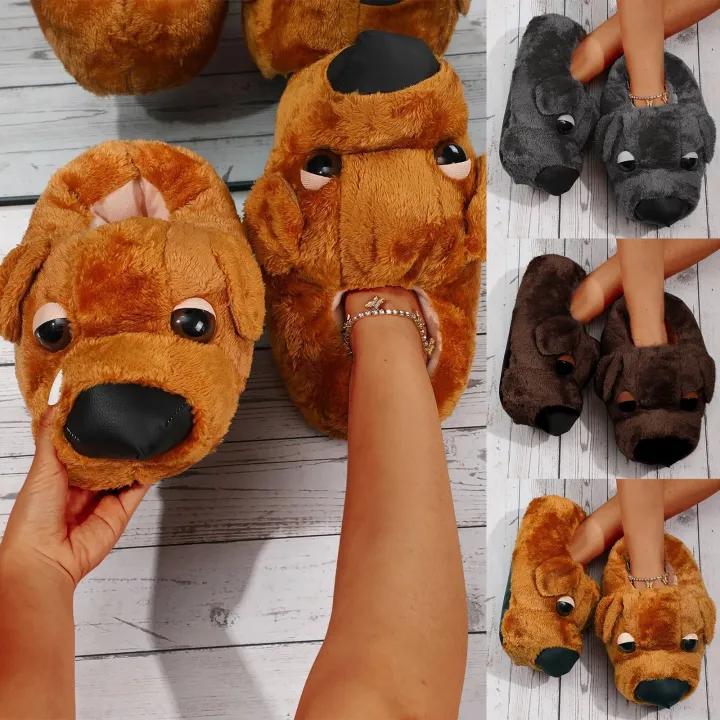 Dog Design Novelty Slippers For Men And Women Cute Soft Animal Funny Home  Indoor Winter Warm