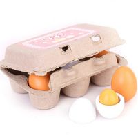 【CW】 6pcsWooden EggsSet Kids PretendWood Food EggsKitchen Food Children Kid EducationToys