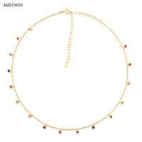 ANDYWEN 925 Sterling Silver Gold Rainbow Zircon Charm Choker Chain Necklace Rock Punk Party New Beads Pendant 2021 Fine Jewelry