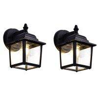 Outdoor Wall Lantern, Exterior Waterproof Wall Sconce Light Fixtures, Black Front Door Wall Lighting with Clear Beveled