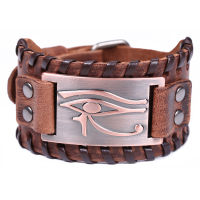 LIKGREAT Viking Wide Leather Bracelet Men Punk Braided Rope Wolf Alloy Cuff Bangle Eye of Horus Amulet Male Wristband Jewelry