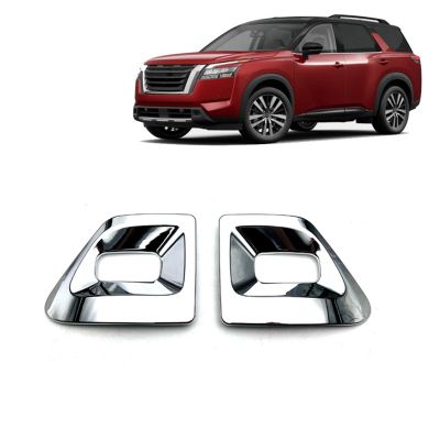 2Piece Car Front Fog Light Cover Trim Decoration Accessories Replacement Parts for Nissan Pathfinder R53 2022 2023 - Silver