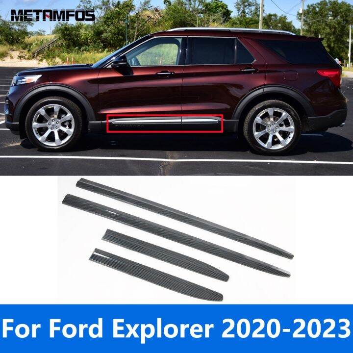 สติกเกอร์คาร์บอนไฟเบอร์แต่งขอบประตูอะไหล่รถยนต์สำหรับ-ford-explorer-2020-2022-2023อุปกรณ์เสริมตกแต่งรถหมวกครอปกระจกรถ87tixgportz