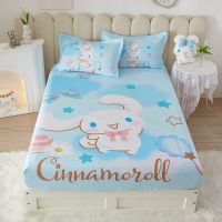 ผ้าปูที่นอนผ้าฝ้าย100% แบบเข้ารูป1ชิ้น/ลายการ์ตูน Cinnamoroll Hellokitty สำหรับเด็กผ้ารองที่นอนผ้าคลุมเตียง (มีปลอกหมอนให้เลือก)