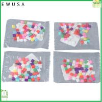 EWUSA 200Pcs สุ่มสีผสม ลูกปัดแก้วลูกปัด ลูกปัดเม็ดสี่เหลี่ยม การทำต่างหู ดีไอวาย สำหรับผู้หญิง