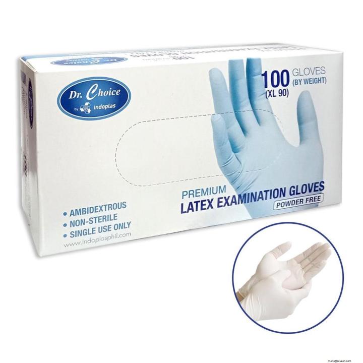 Indoplas Dr. Choice Powder Free Examination Latex Gloves Box of 90 ...